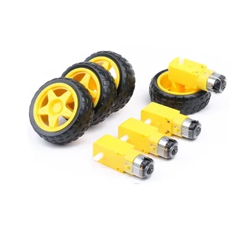 Motore elettrico DC da 4 pezzi DC 3-6V Motore con cambio magnetico TT con doppio albero con ruota per pneumatici per auto in plastica da 65 mm Smart RC Car Robot