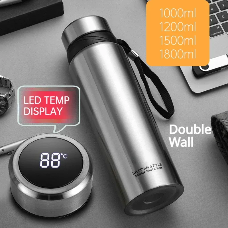 Water Bottle Thermal Mug Stainless Steel Thermos Bottle Thermal Water Bottle Stainless Steel Water Bottle Stainless Steel Cup Stainless Steel Thermos Cup Stainless Steel Thermal Container Thermo Pot Thermos Bottle 1800ML Double Wall Stainless Steel Insulated Vacuum Flask Drinkware Cup Thermal Mug