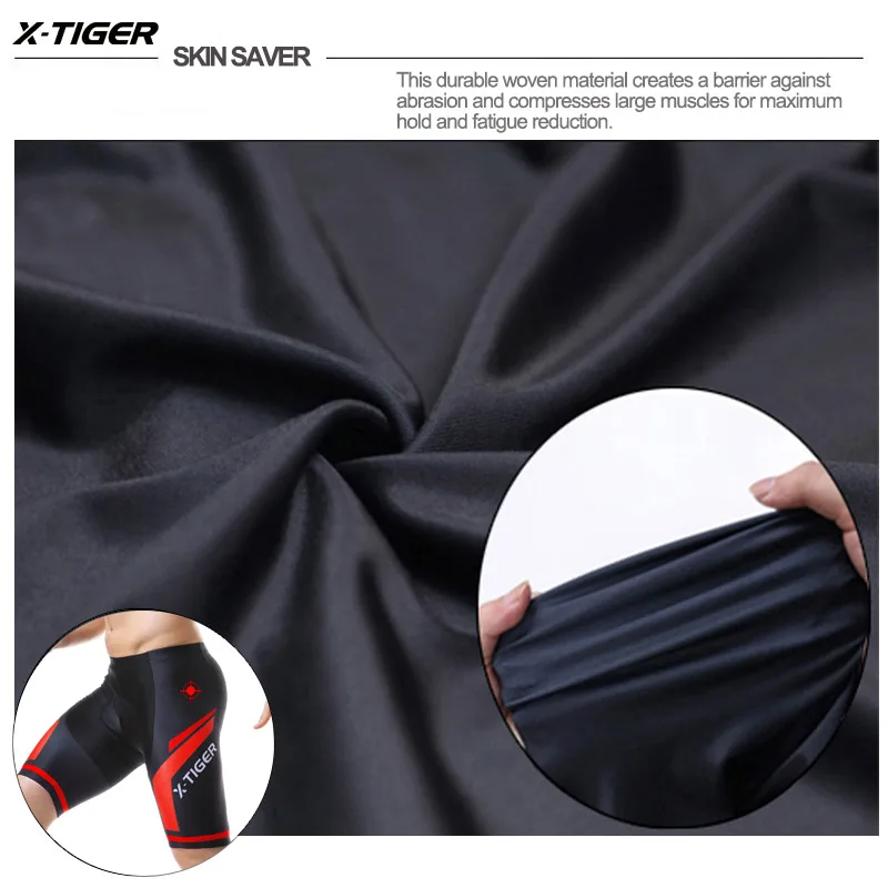 Cycling Bib Shorts Cycling Pants Cycling Shorts X-TIGER Men's Cycling Shorts Coolmax 5D Padded Bicycles Riding Pants Shockproof MTB Bike Shorts Biking Cycle Wear Tights