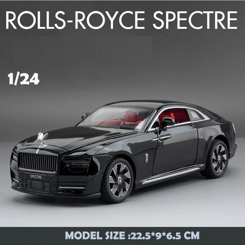 Simulation 1/24 Scale Rolls Royce Spectre Alloy Car Model Sound 