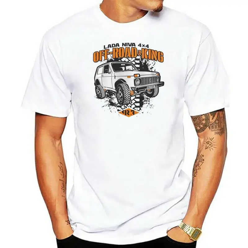 T-Shirt Lada Off Road King Niva Da Uomo Nuova Bianca