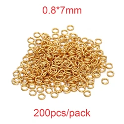 Assorted Stainless Steel Jump Rings (Gold - 0.8x7mm 200pcs)