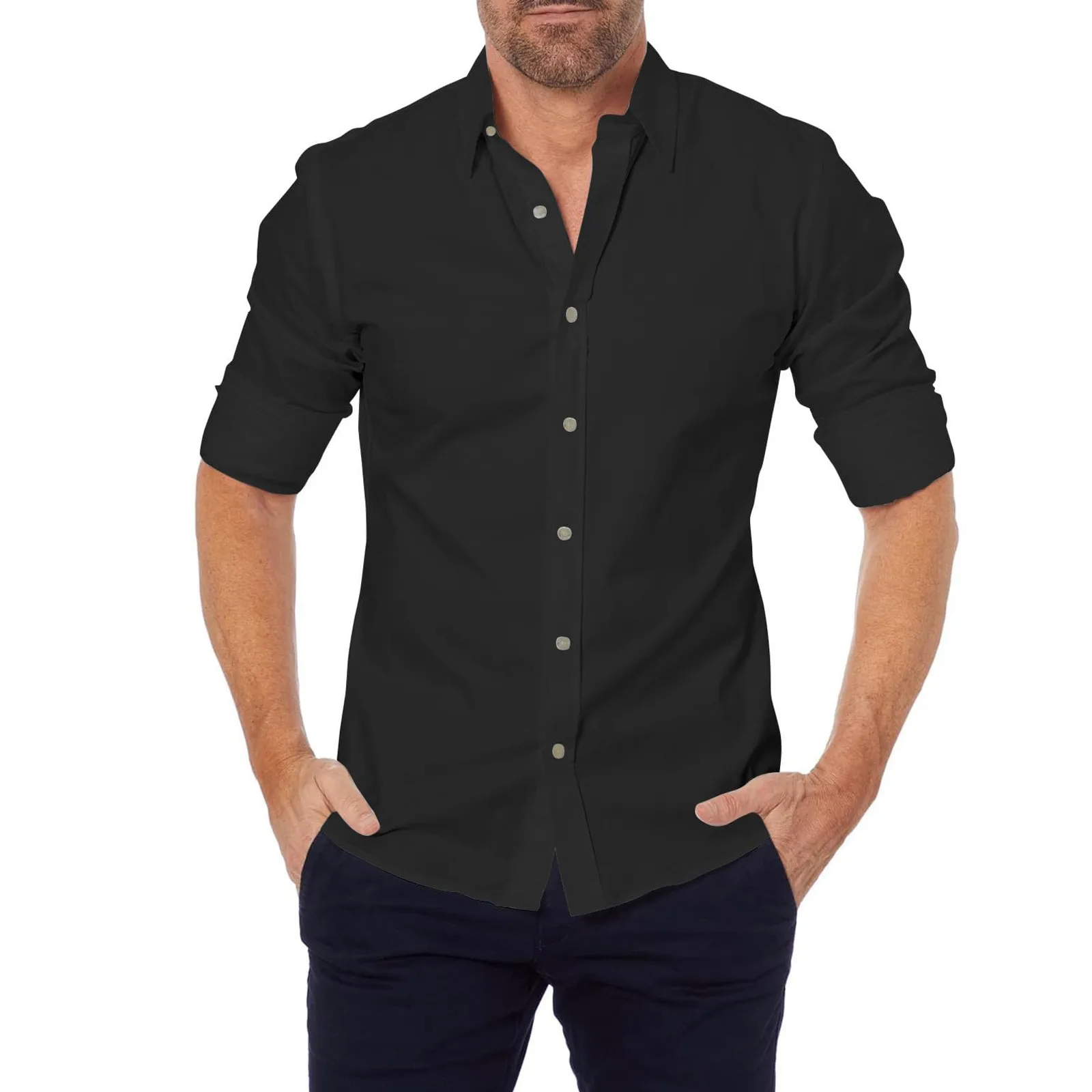 Casual Short Sleeved Shirt Men's Casual Dress Shirts Wrinkle T Shirts Long Sleeve Zip Up Tshirts Stretch Solid Oversized Casual Shirt Fashion Tops