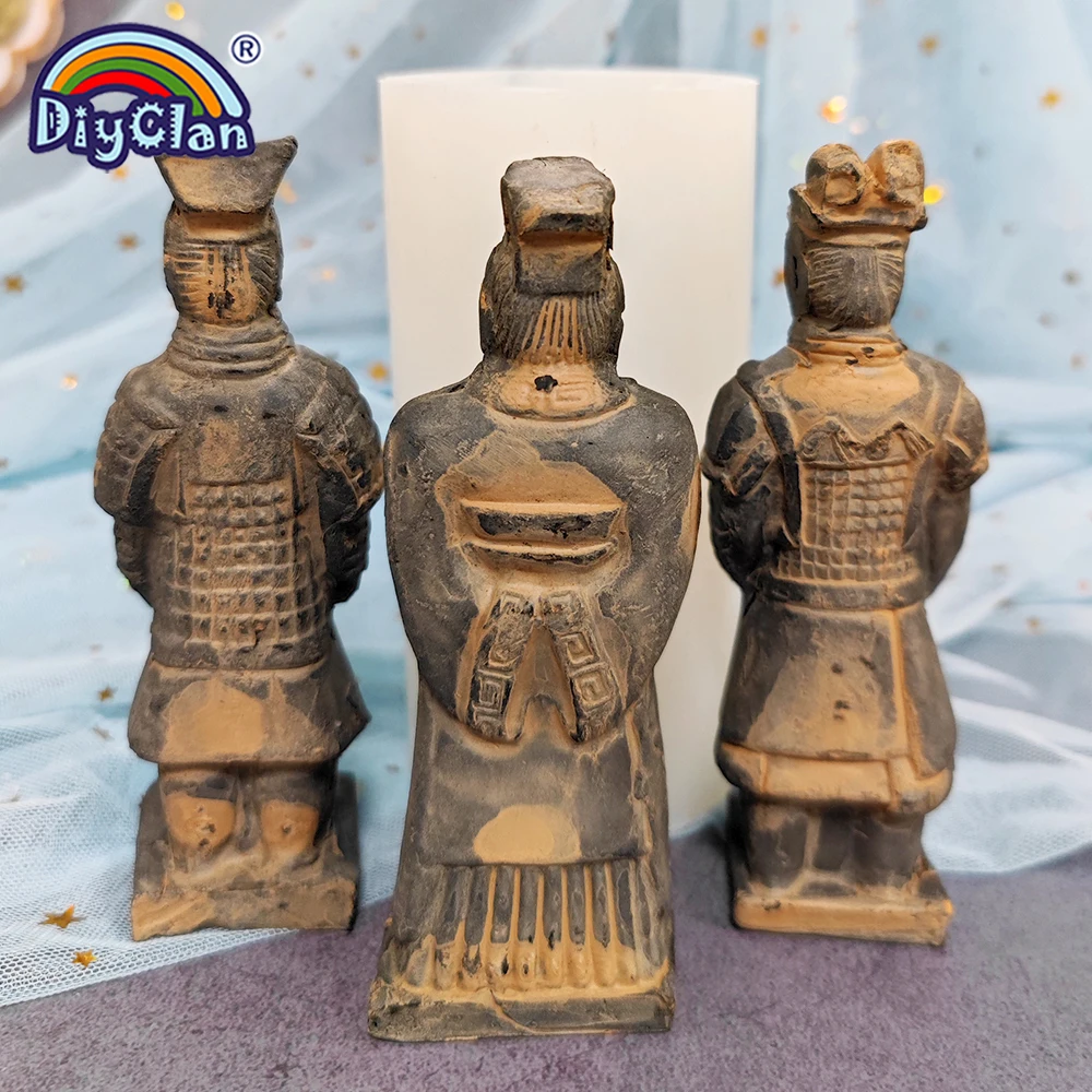 3D Chinesische Historische Figuren Terrakotta Krieger Statue Kerze Form Für DIY Skulptur Handwerk Wohnkultur Statue Ornamente Form – Detail 8
