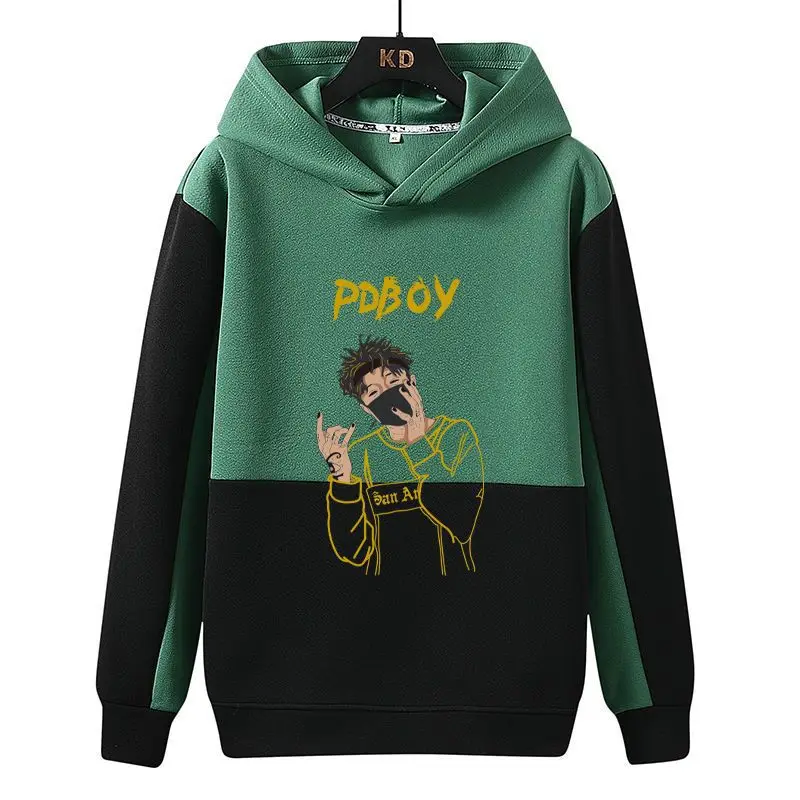 

Fashion Hooded Spliced Loose Printed Casual Hoodies Men's Clothing 2023 Autumn New Korean Tops Long Sleeve All-match Sweatshirts