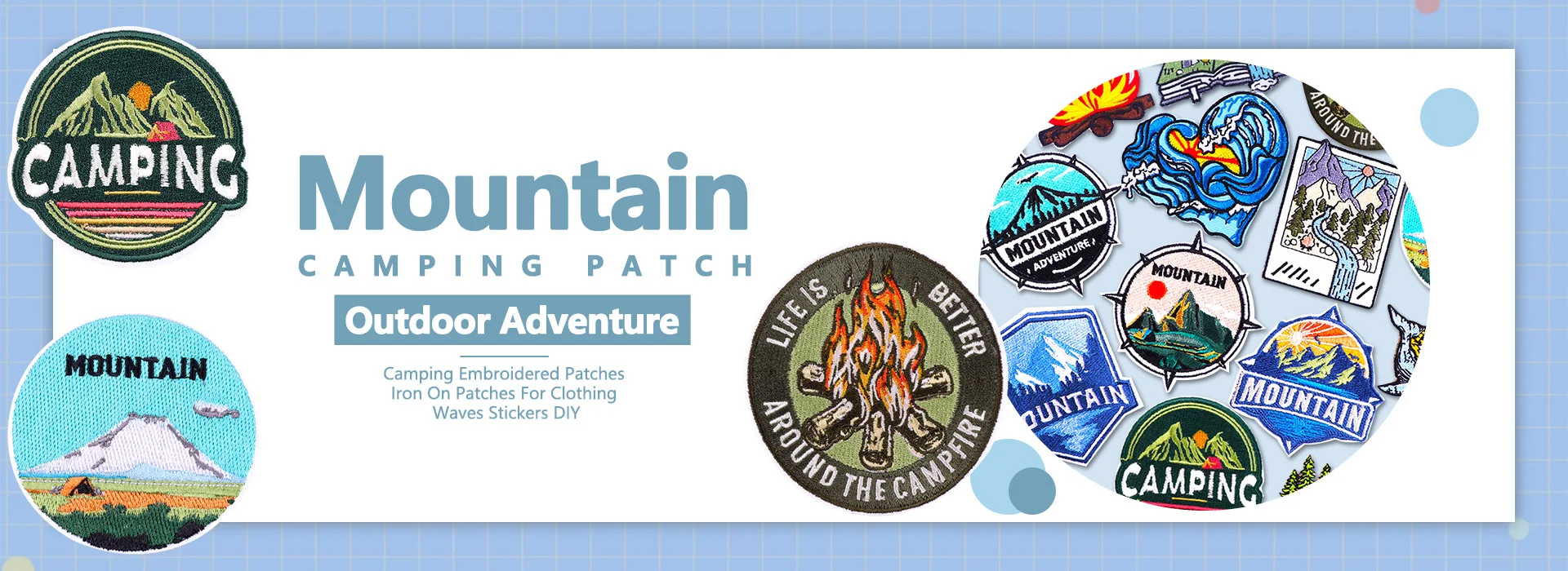 Iron On Patches DIY Outdoor Travel Embroidered Patches For Clothing Nature Adventure Patches On Clothes Applique Camera Badges
