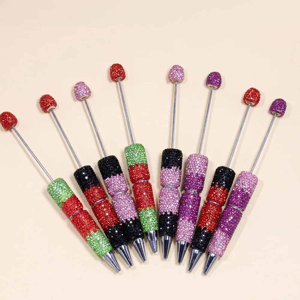 새로운 컬러 비즈 펜, DIY 쥬얼리, 수제 선물, 비즈 볼펜, 럭셔리 펜, 카와이 문구, 귀여운 사무실 액세서리, 50 개