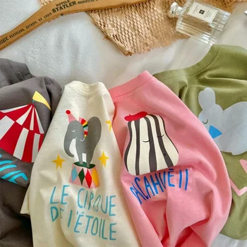 Baby Girls Boys Short Sleeved T-Shirt 2024 Summer Kids Top Tees Toddler Cartoon Printed Shirts Children's Clothes Korean Style 3