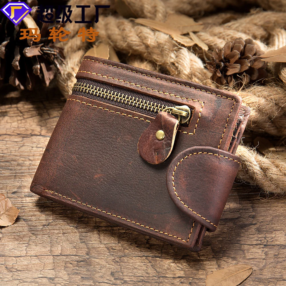 

Maronite 2023 New Fashion Anti Theft Brush Wallet Driver's License Leather Clip Top Layer Cowhide Men's Thin