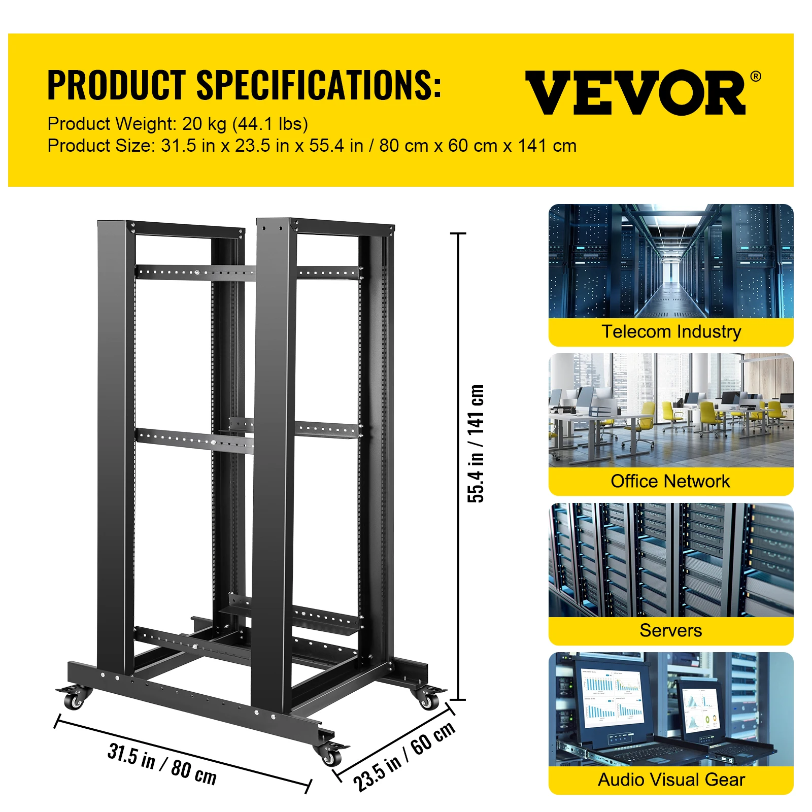 best tool backpack VEVOR 4 Post IT Open Frame Server Rack 15/27 U Design Cold-Rolled Steel Warehouse Shelf With Casters for Audio Network Equipment mechanic tool bag Tool Storage Items