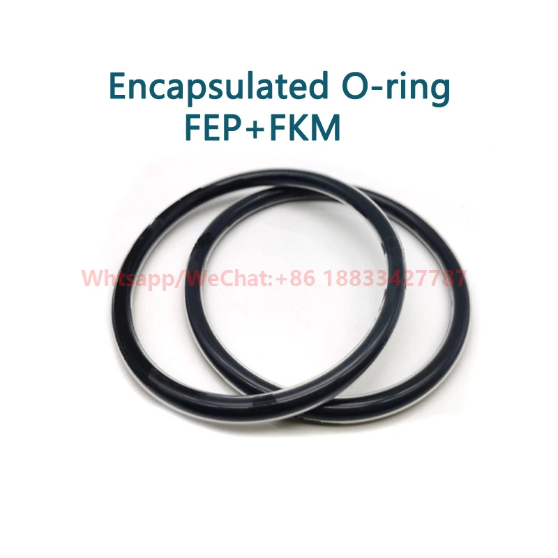 FEP-ORING 캡슐화 O링 고무 링, CS = 2.62mm FEP MVQ FKM, FEP 실리콘 FPM O링