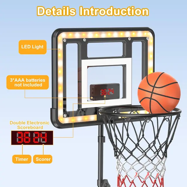 20075-15e16a.jpg Adjustable Kids Basketball Hoop with Scoreboard & Timer, Indoor Outdoor Toy