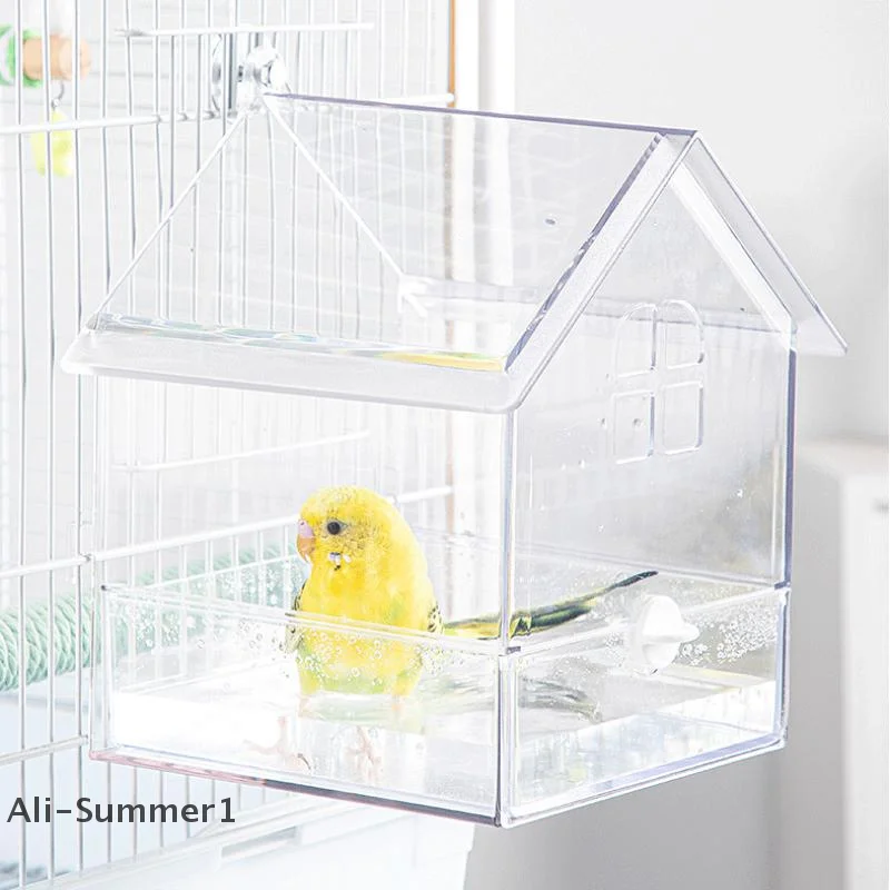 Hanging Parrot Feeder Prevent Scattering Bird Feeding Bowl Multifunction Bird Bath Parakeets Bathtub Bird Cage Accessories 3