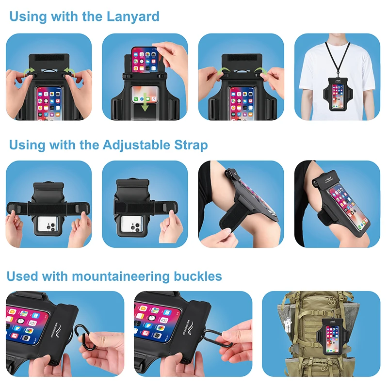 Dry bag Waterproof bag Waterproof phone case Swimming bag HAISSKY New Armband Waterproof Phone Pouch Universal Under Water Beach Pouch Swimming Bags Surfing Boating Touch Screen Dry Bag