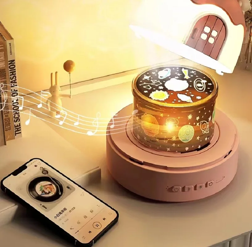 Cute Kid Led Night Light Projector Lamp Birthday Gift Toy with Remote Control Star Sky Color Music Box for Baby Sleep Bedroom