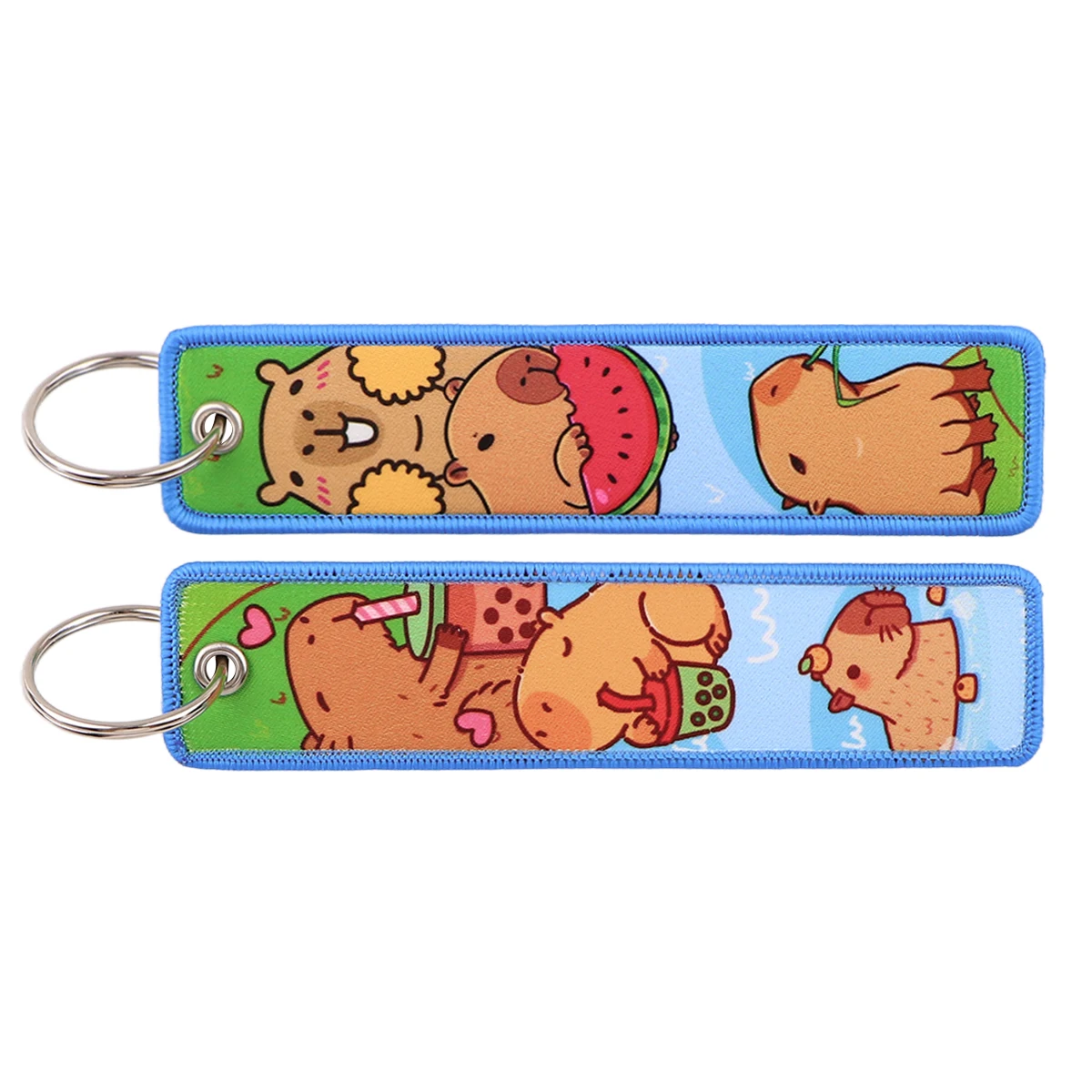 Lucky Cat Embroidered Key Ring Lanyard Tags Key Strap Racing Motorcycle Classic Keychain Accessories 1pcs