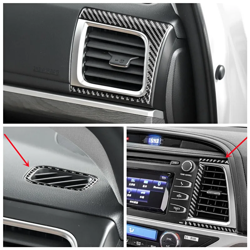 

Car Dashboard Center Console Air Conditioner Vent Cover Trim Strips Decal For Toyota Highlander Car Styling Interior Accessories