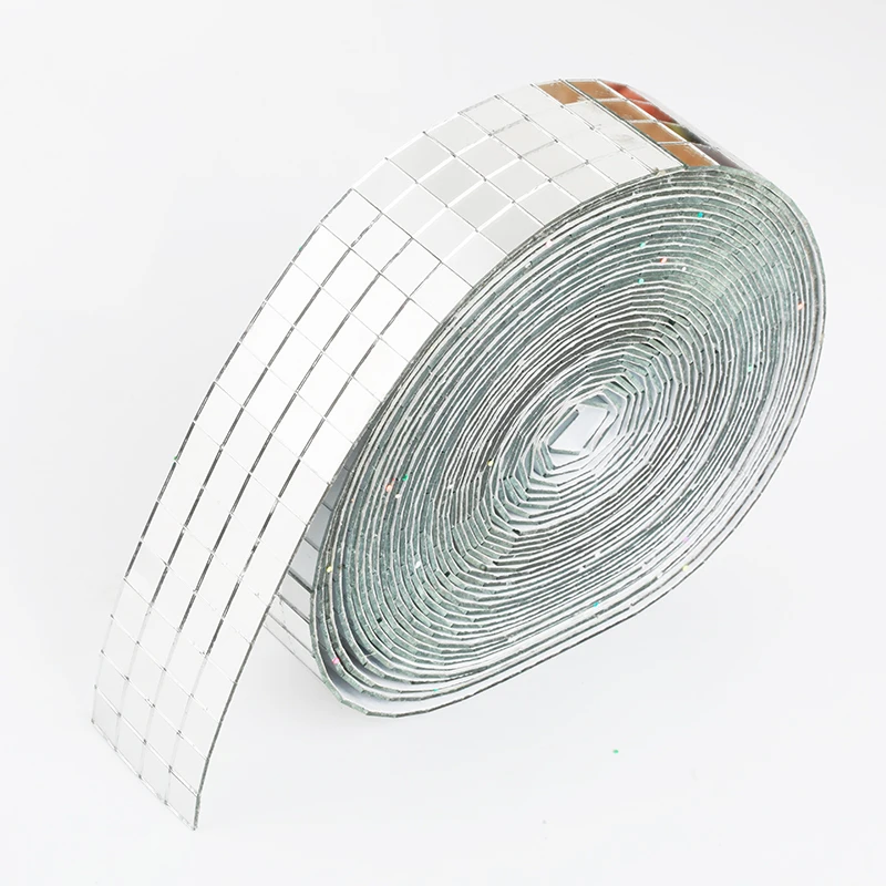 5x5mm 10x10mm Grid 5meter Self-Adhesive Square Glass Mosaic Tiles Sliver Mirror Mosaic Sheet for DIY Handmade Crafts Wall Sticker