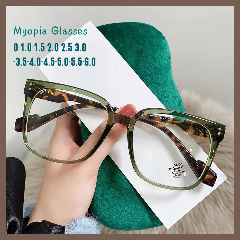 

Myopia Glasses Anti Blue Light Green Leopard Print Myopia Optical Eyeglasses with Short-sight Blue Light Blocking Glasses gafas