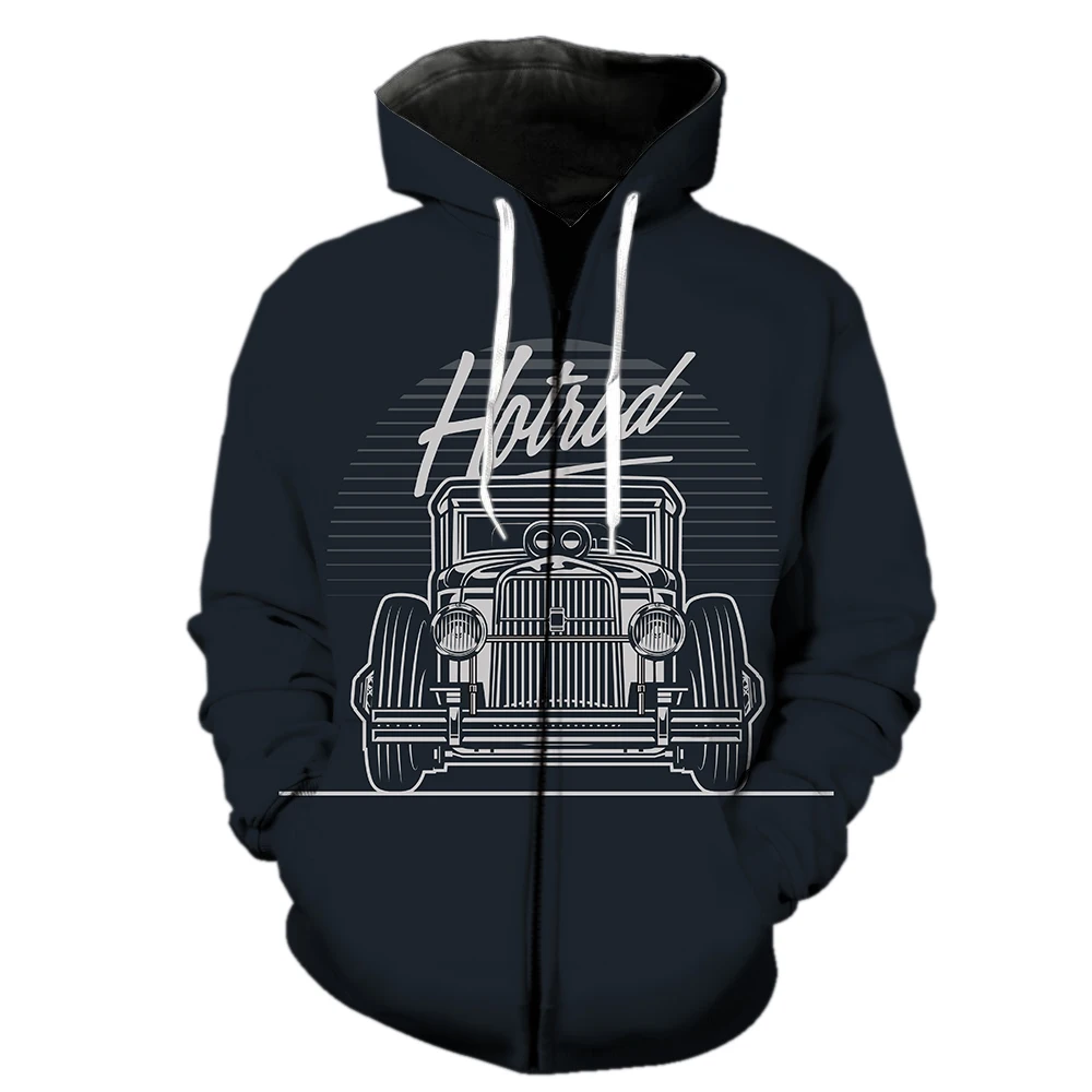 

Cartoon Vintage Car Men's Zipper Hoodie Teens Long Sleeve Funny Casual Cool 3D Print Unisex Fashion With Hood Jackets Spring