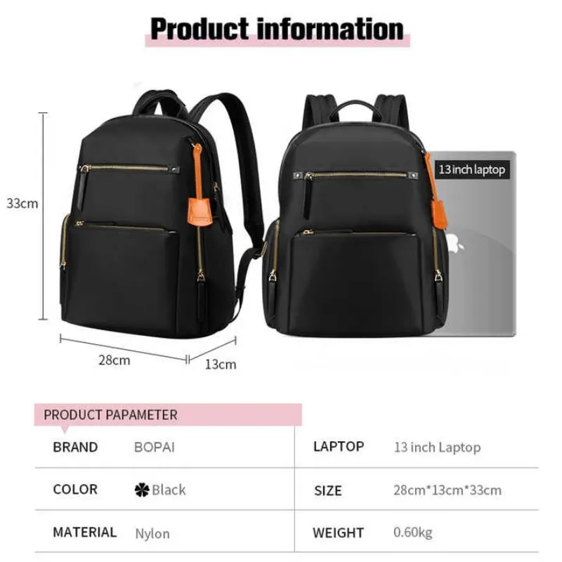 BOPAI Wholesale Custom Logo 13 Inch Waterproof Fashion Leisure Lightweight Ladies Trendy Business Women College Casual Laptop Ba 2