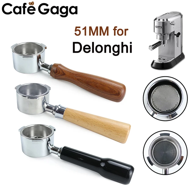 Porte-filtre à café sans fond avec manche en bois pour Delonghi Dedica,  filtre de remplacement, panier, accessoires Barista, ec680, ec685, 51mm -  AliExpress