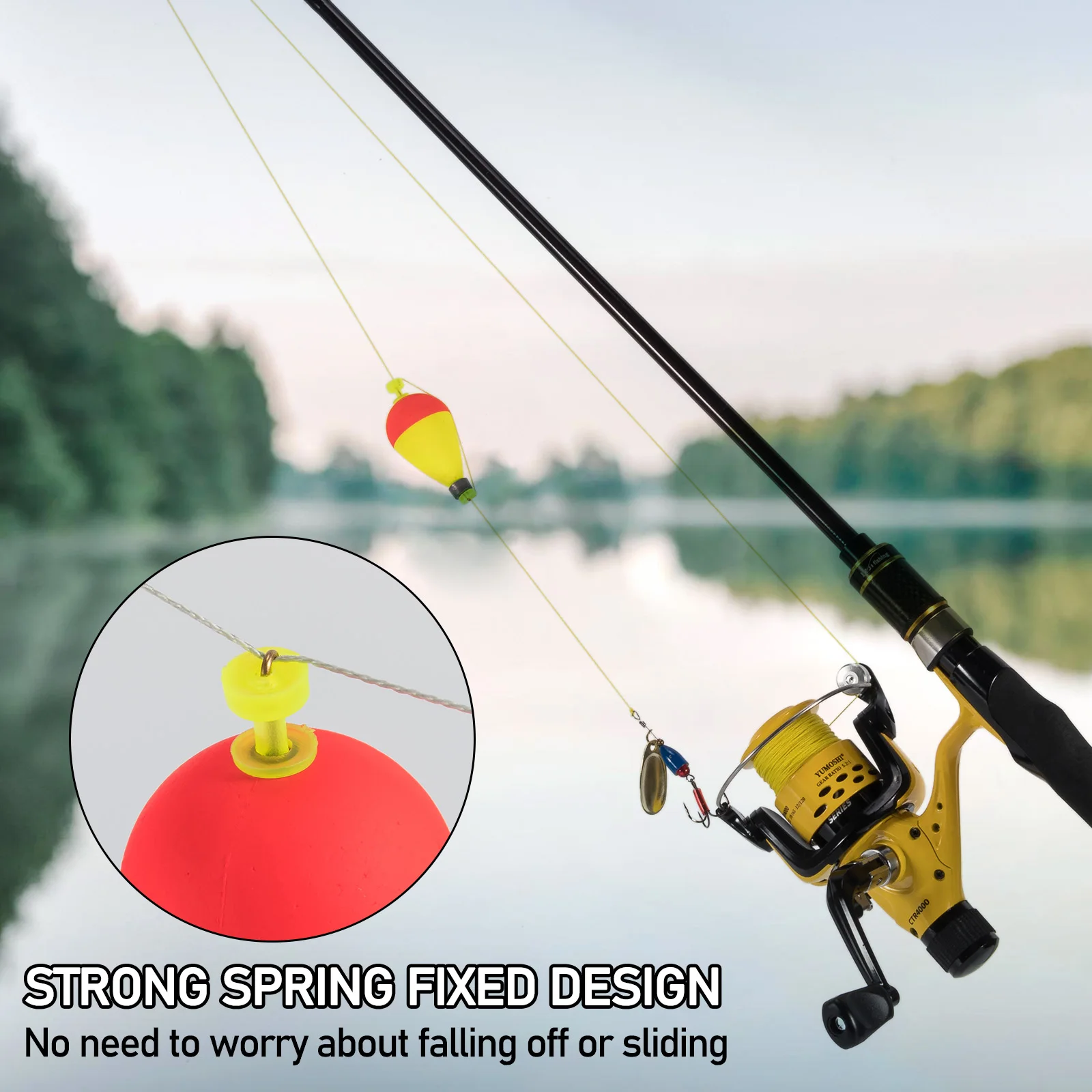 thumbnail image 2 of Fishing Bobbers Floats Foam Snap On Float Weighted Bobbers Fishing Push Button Snap-on Bobbers Spring Oval Fishing Floats 2 of 13