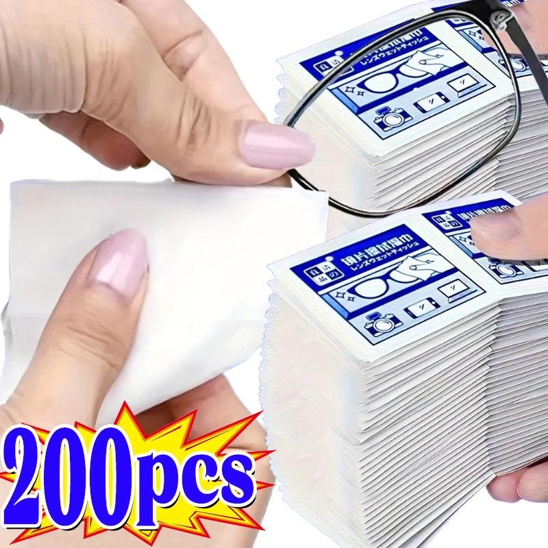 Glasses Anti-fog Cleaner Disposable Cleaning Pads 10/200Pcs Traceless Quick Drying Phone Screen Wipes Remove Oil Dust Removal eyeglass cleaning cloth glasses cleaning wipes