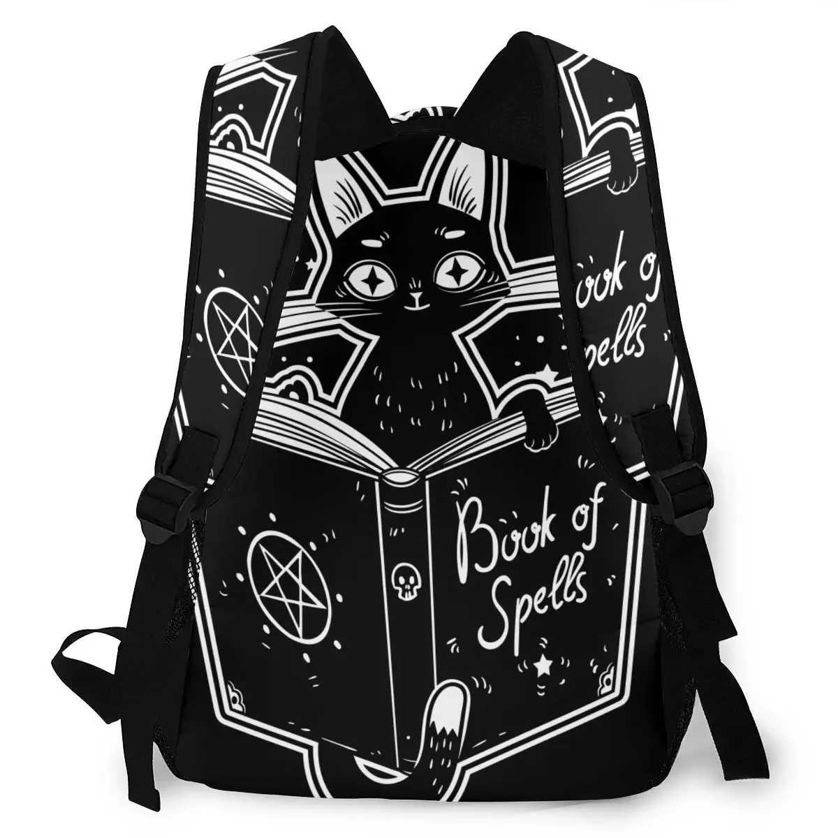Black Witch's Cat Reading The Book of Dark Magic School Bag Girls Travel Bag Backpack with Multiple Using Women Backpacks 4