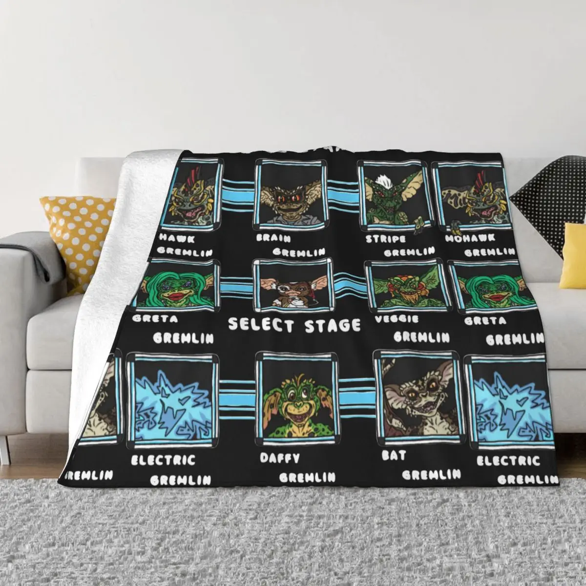

Gremlins Monster Vintage Fleece Throw Blankets Mogwai Gremlin Gizmo Monster Blankets for Sofa Outdoor Super Soft Bedspread