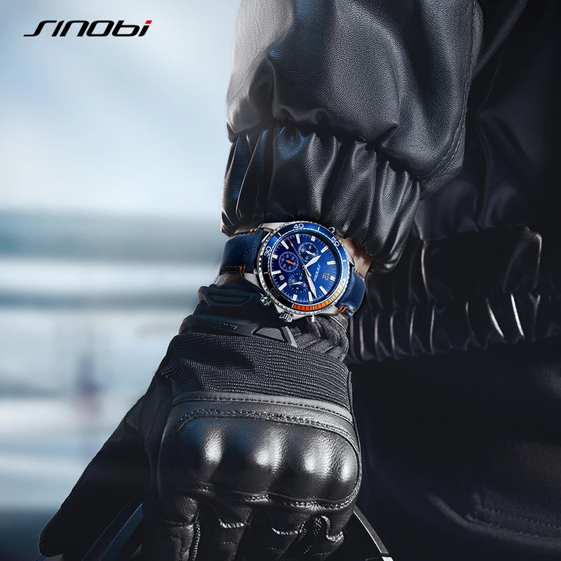 Sinobi-Reloj de pulsera de cuarzo para hombre, cronógrafo con