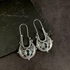 Caved Pattern With Zircon Decor Dangle Earrings Bohemian Ethnic Style Zinc Alloy Silver Plated Jewelry Tourism Souvenir 2