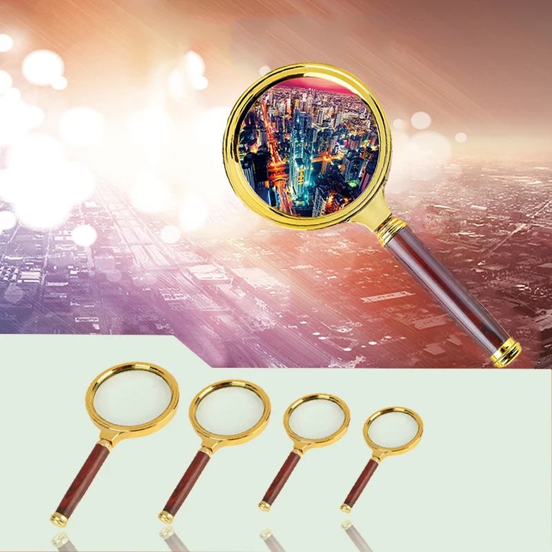 60mm 70mm 80mm Portable Handheld 10X Magnifying Glass Retro Handle Magnifier Eye Loupe Glass Gift for Kids лупа увеличительная