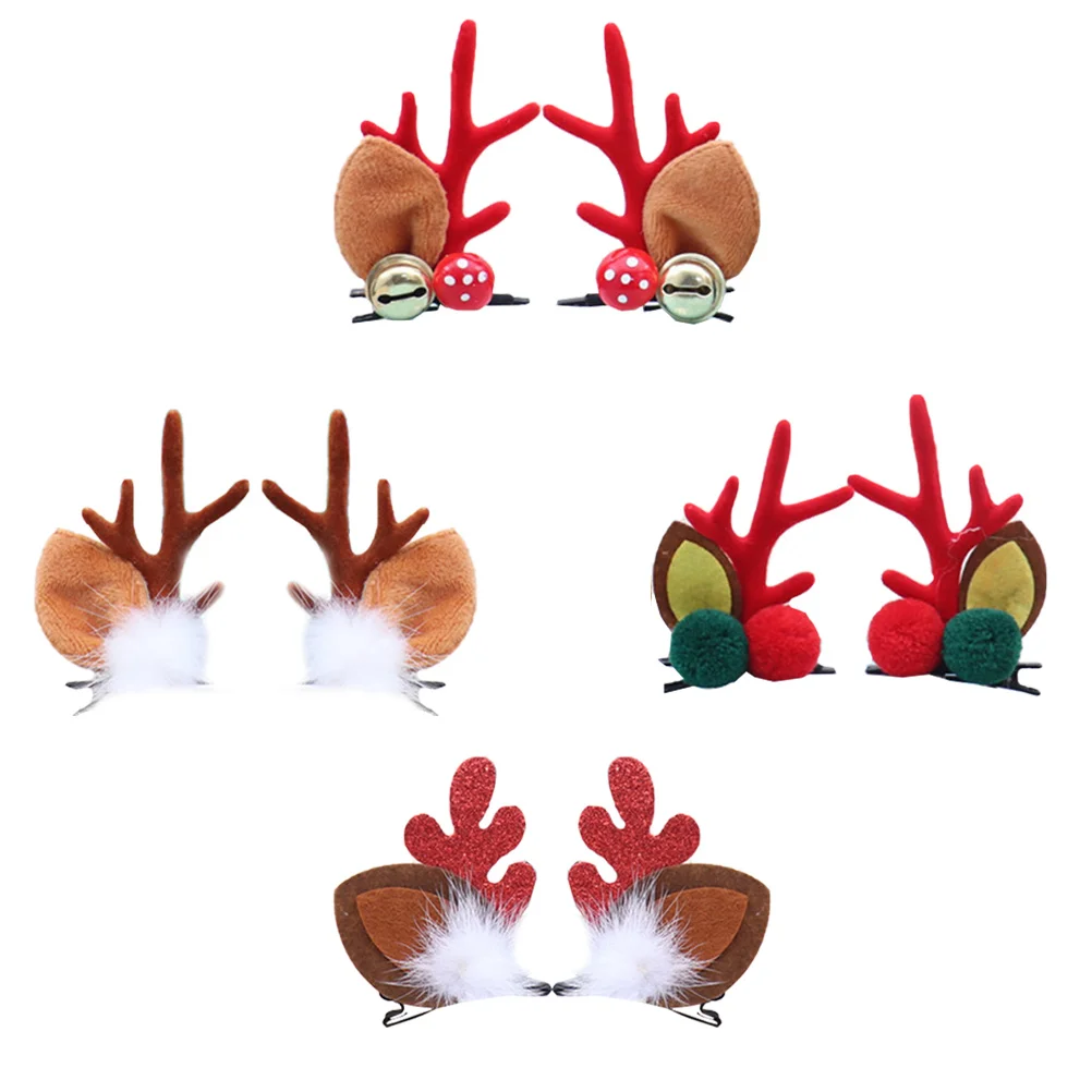 

4 Pairs of Children Hair Clips Festival Headwear Christmas Hair Accessory Gift