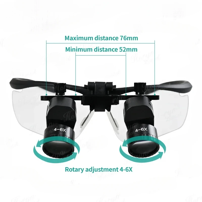 4X 5X 6X Dentals Surgerys Headlight 48 Angle Loupes with 5W LED Binocular Magnifier 300-600mm Interpupillary Distance Adjustable