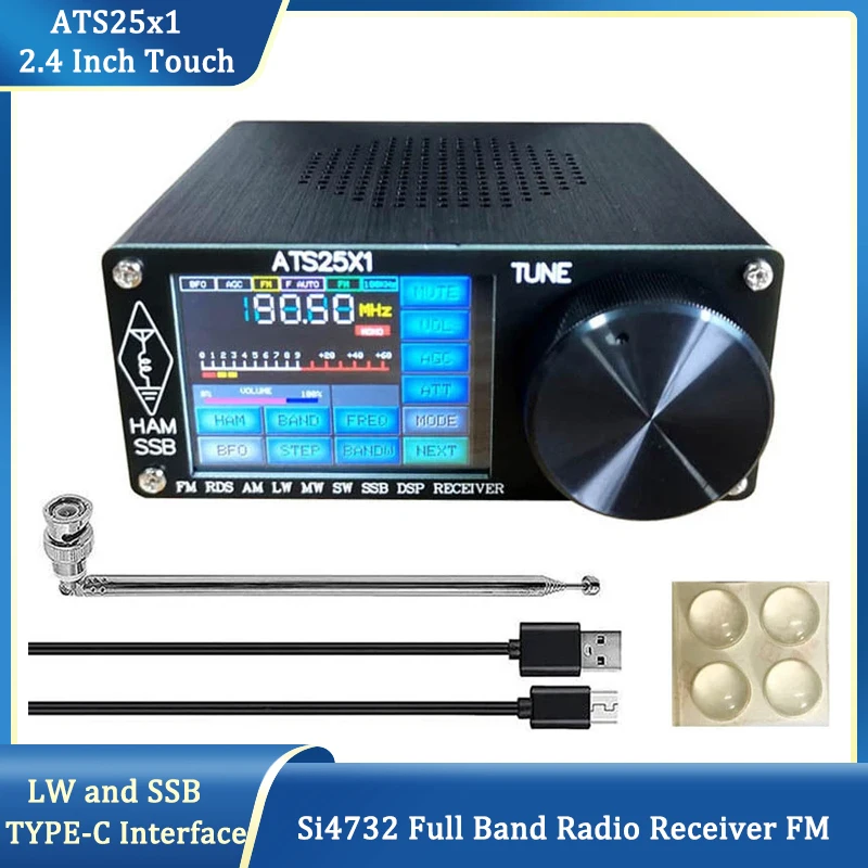 

Полнодиапазонный радиоприемник ATS25x1 с цветным сенсорным экраном 2,4 дюйма, FM, LW, MW и SSB, с интерфейсом Type-C и антенной