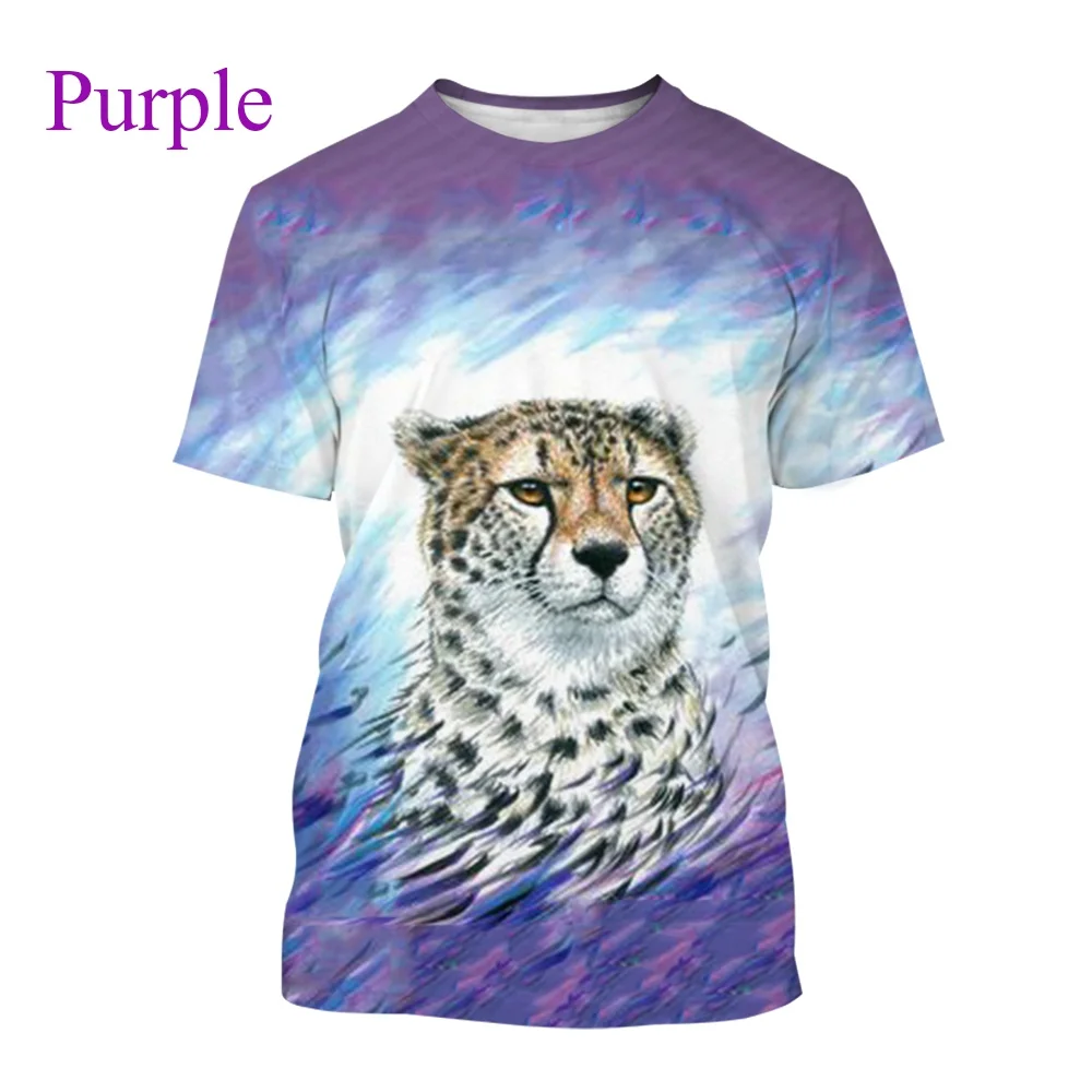 

New 3D-printed Animal Cheetah T-shirt Summer Men's Cheetah T-shirt Women's Cheetah Printed T-shirt Cheetah Round Collar Shirt