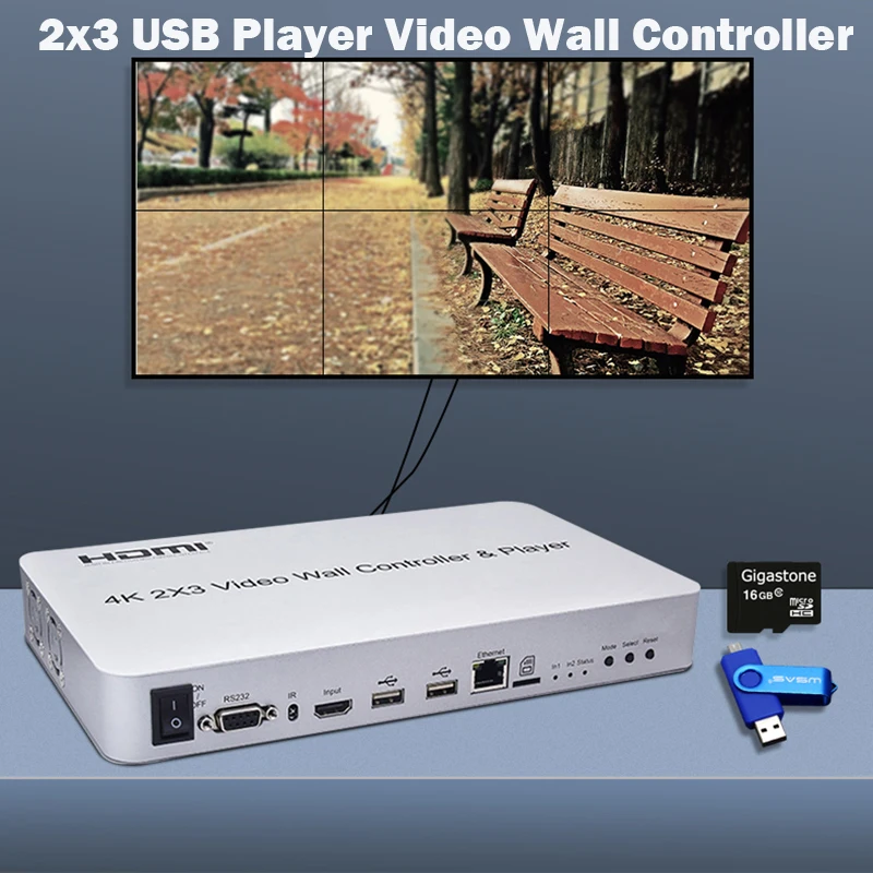4K 2x3 Ƽ ũ  μ 2x3   Ʈѷ HDMI TV  Ʈѷ ÷̾  USB ũ 콺 Ű