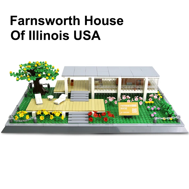 661Pcs Farnsworth House Of Arizona Usa Building Blocks Architettura Di Fama Mondiale Building Bricks Decorazione Giocattoli Regali Per Bambini