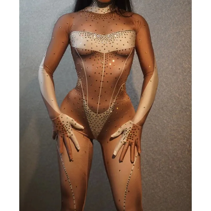 

Костюм для танца на шесте Rave, яркое боди, костюм певицы Drag Queen, одежда для выступлений, Блестящий Комбинезон, карнавальный комплект