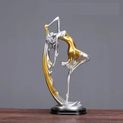 Elegant Dancing Girl Ballet Sculpture - Modern Resin Home Decor Ornament Gift - M (Yellow)