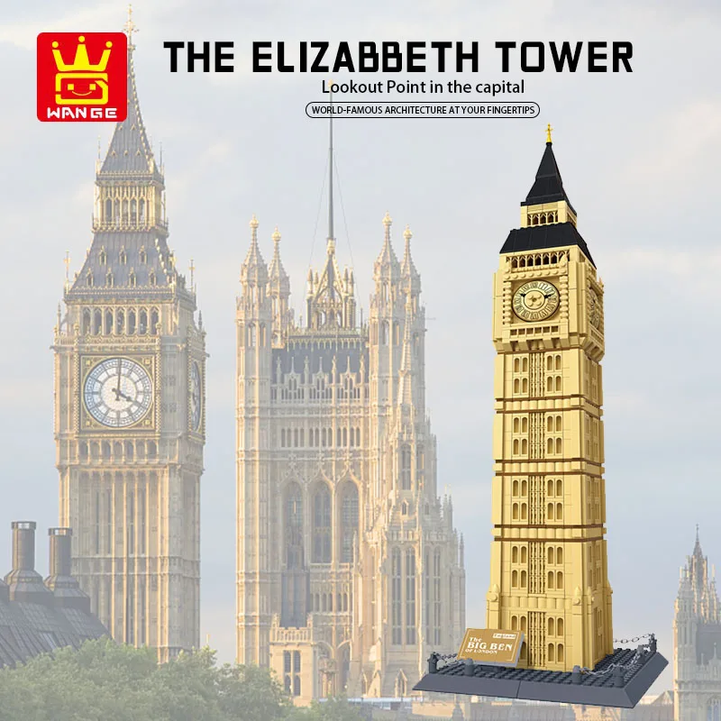 

World Famous Architecture Big Ben The Elizabeth Tower Building Blocks 3D Model Micro Mini Diamond Blocks Toys for Children Gift