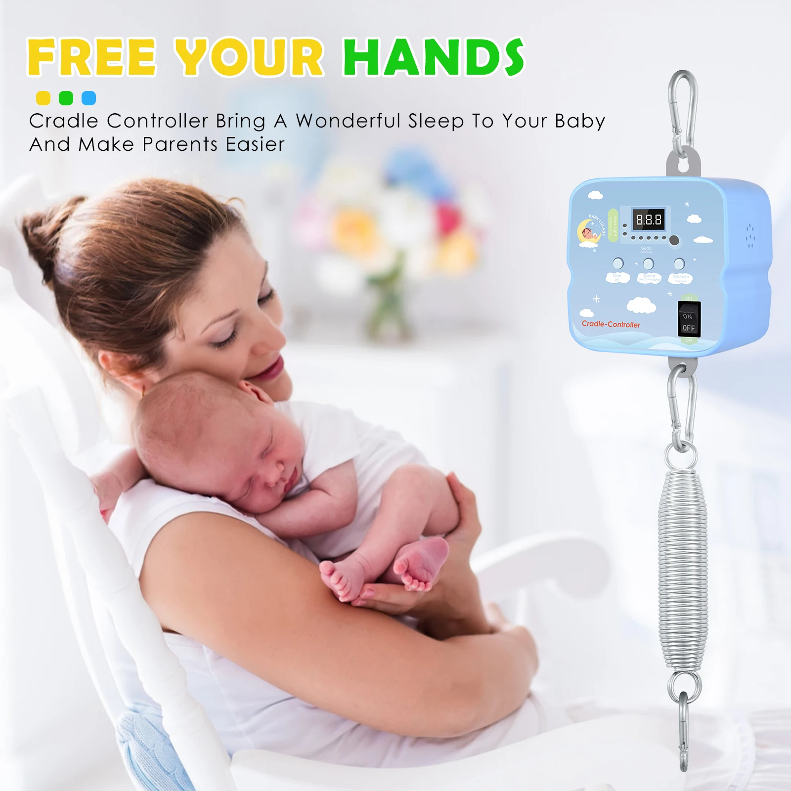 Electric Baby Swing Controller Adjustable Timer 2-Piece Spring Remote Control Up to 20 kg