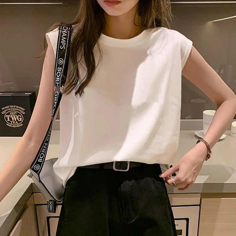 تي شيرت صيفي فضفاض برقبة دائرية وأكمام واسعة تي شي...