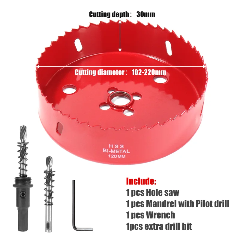 1PCS M42 Bi-Metal Hole Saw 102-220mm HSS Drill Bits Drilling Crown for Metal Iron Aluminum Stainless Wood Cutter Tools Hole Saws Drill Bits Drill Bit Drill Cutter