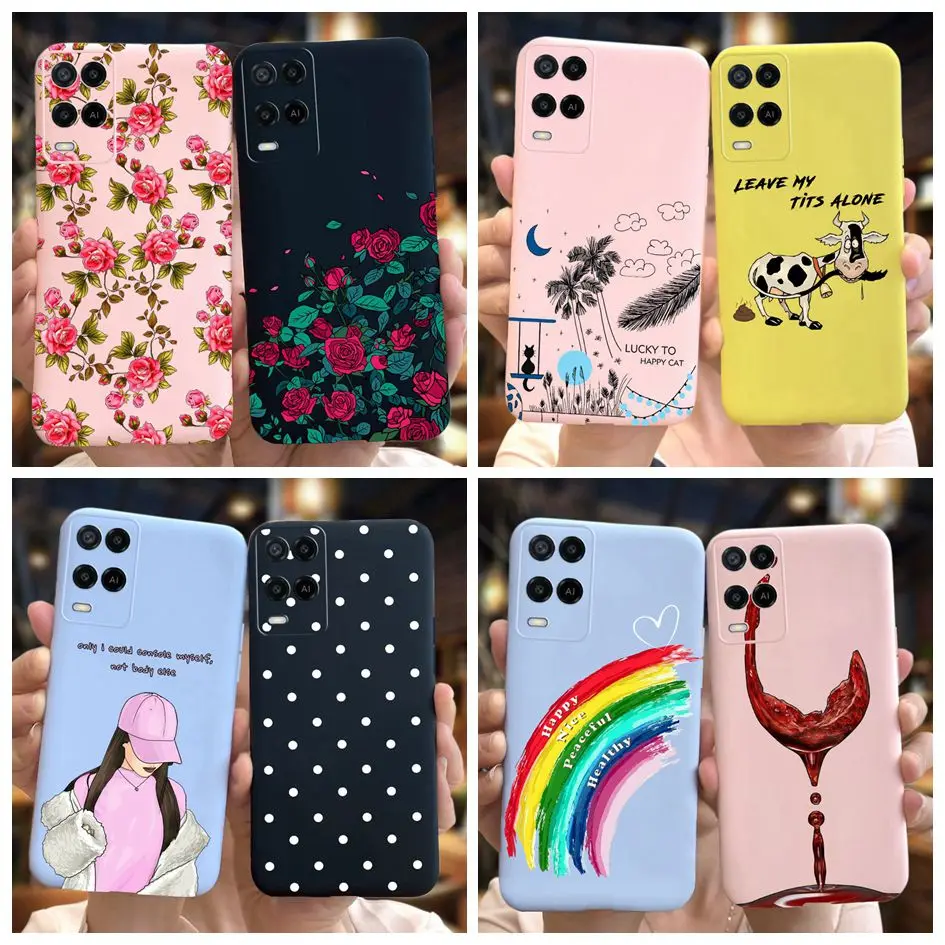 Per Oppo A54 2021 Custodia Cph2239 Oppoa54 Cover Elegante Telefono Verniciato Posteriore Funda Per Oppo A54 5G Cph2195 A 54 Coque Morbido Antiurto