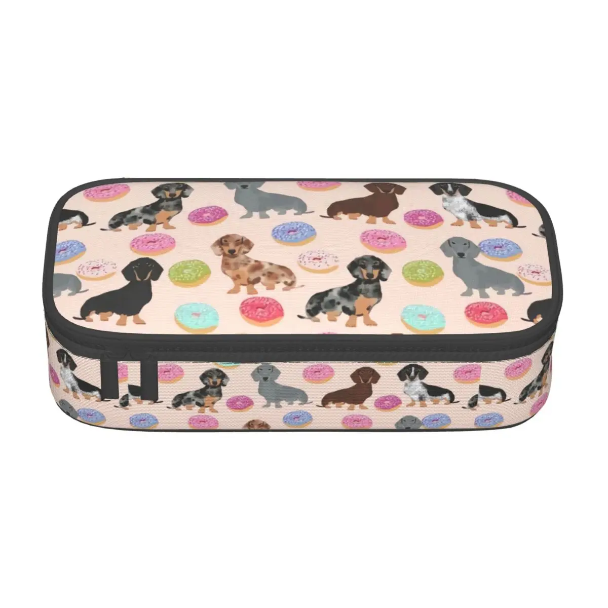 Dachshund Badger Dog Florals Cute Pencil Cases Large Capacity Sausage Animal Pencil Bag Pouch Students Stationery