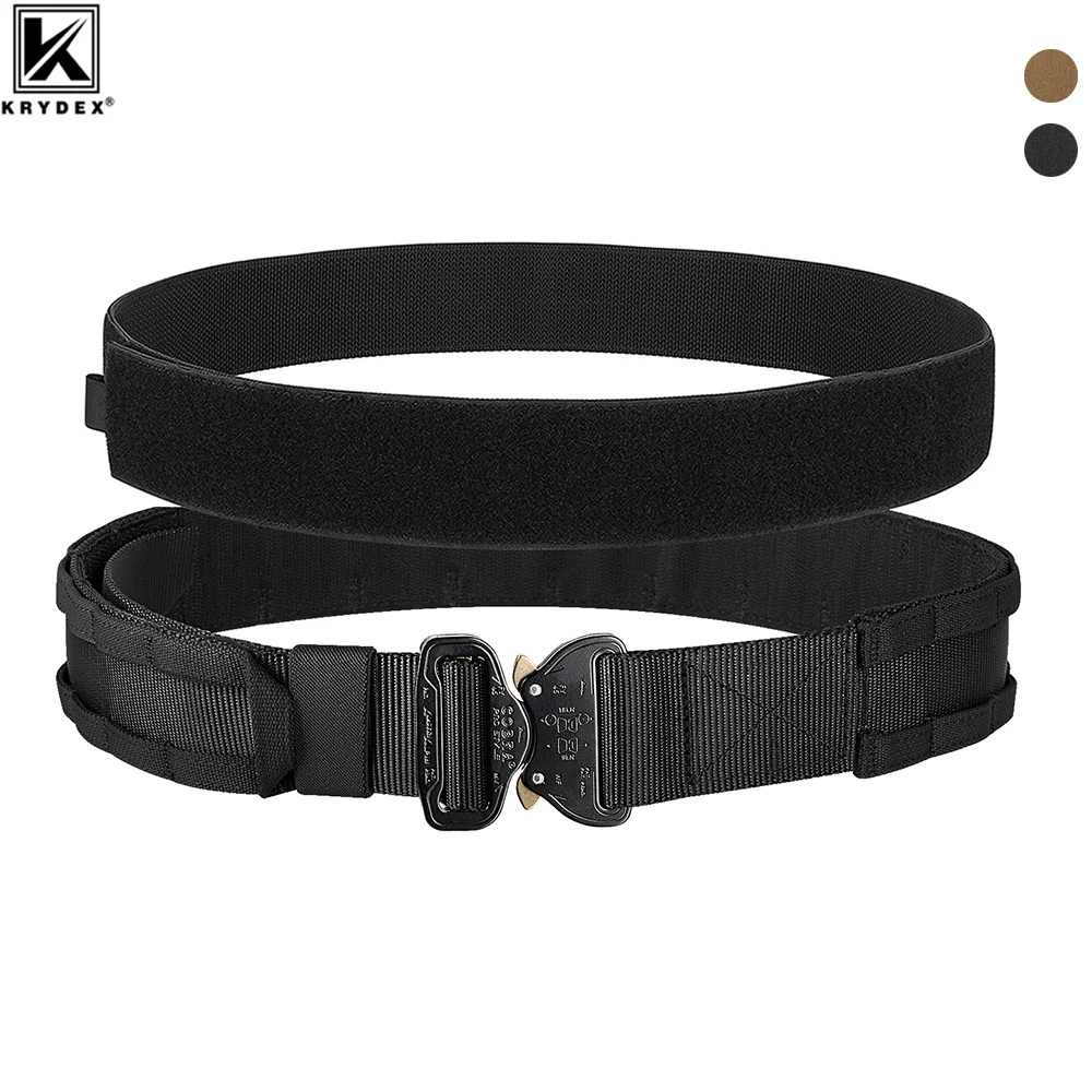 

KRYDEX Tactical Original Cobra Buckle Rigger Men Belt MOLLE 1.75" Inner 2" Outer Heavy Duty Range Belts For Outdoor Gun Hunting