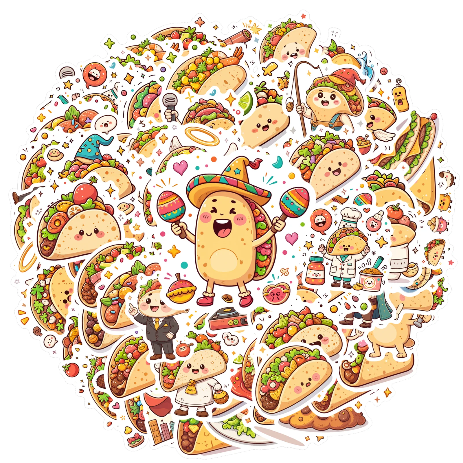 35pcs-100pcs 귀여운 음식 스티커 장난 꾸러기 타코 DIY 스티커 기타 노..