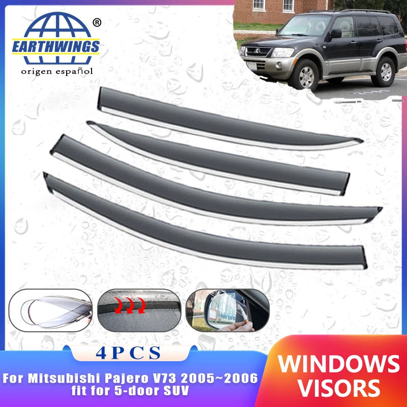 

Ветрозащитный экран для Mitsubishi Pajero V73 V77 MK3 2001 ~ 2006 2004 2003 аксессуары 4x дефлекторы для окон автомобиля Защита от дождя и бровей навес